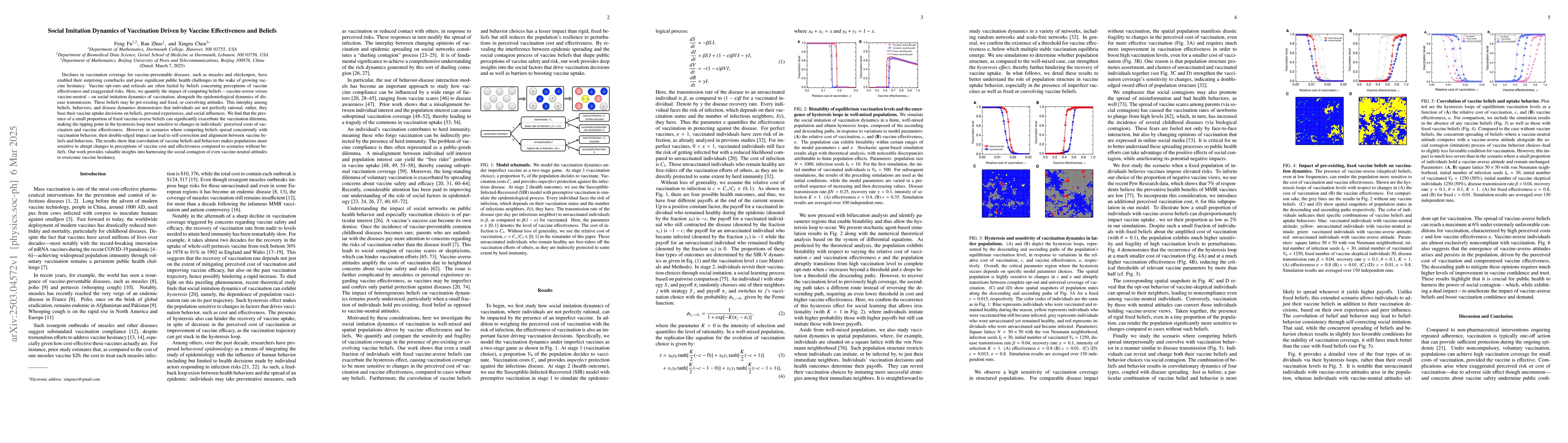 Thumbnail for Social Imitation Dynamics of Vaccination Driven by Vaccine Effectiveness
  and Beliefs
