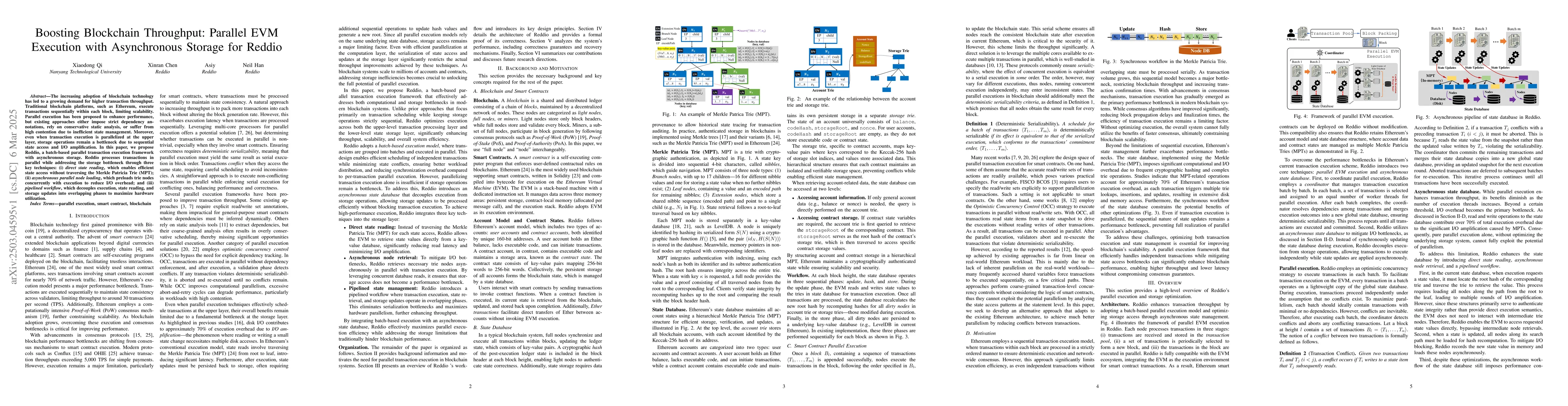 Thumbnail for Boosting Blockchain Throughput: Parallel EVM Execution with Asynchronous
  Storage for Reddio