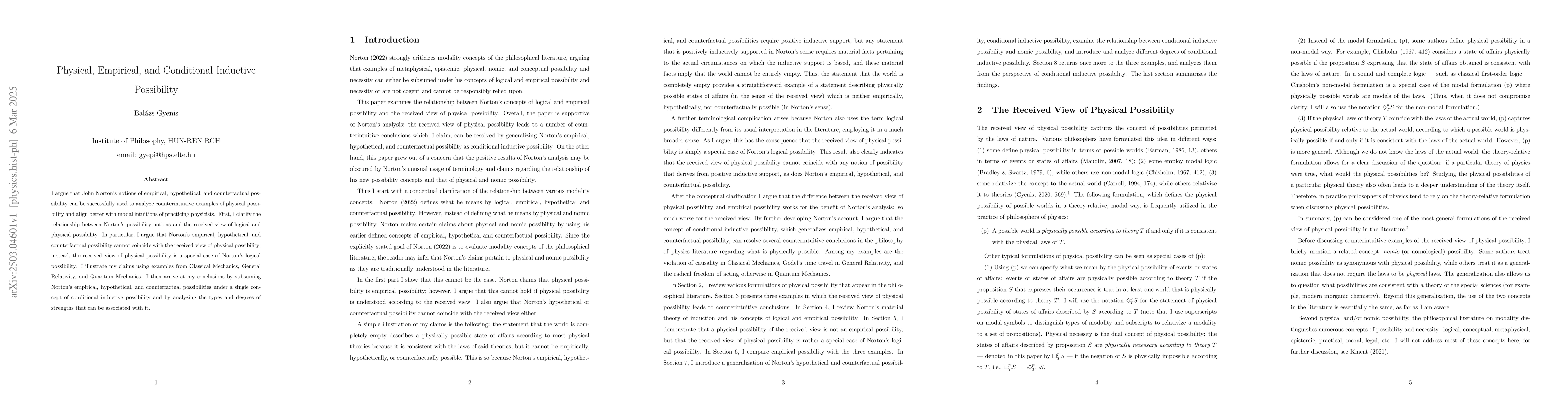 Thumbnail for Physical, Empirical, and Conditional Inductive Possibility