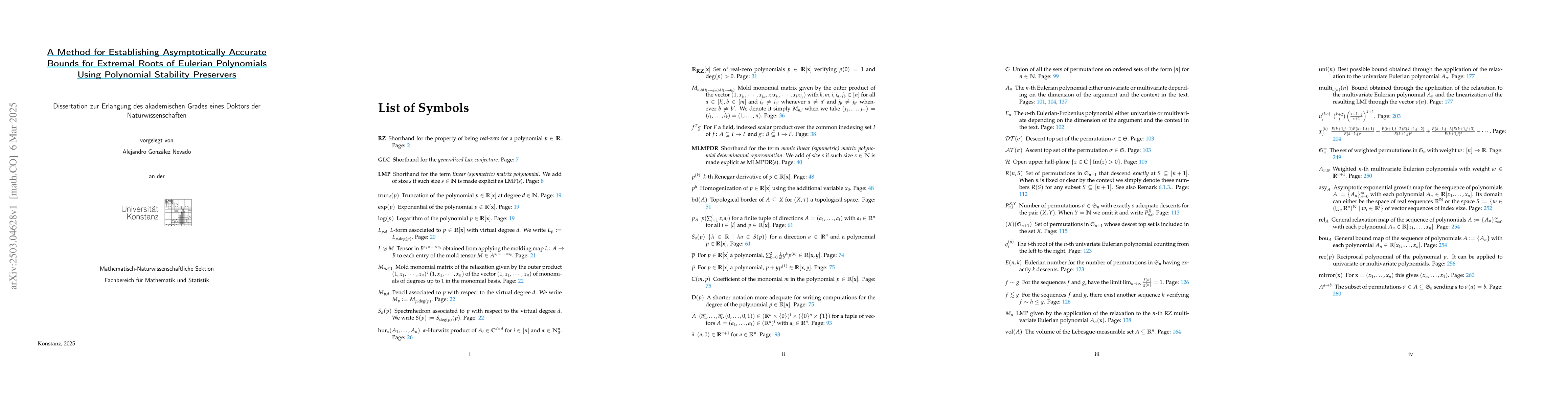 Thumbnail for A Method for Establishing Asymptotically Accurate Bounds for Extremal
  Roots of Eulerian Polynomials Using Polynomial Stability Preservers