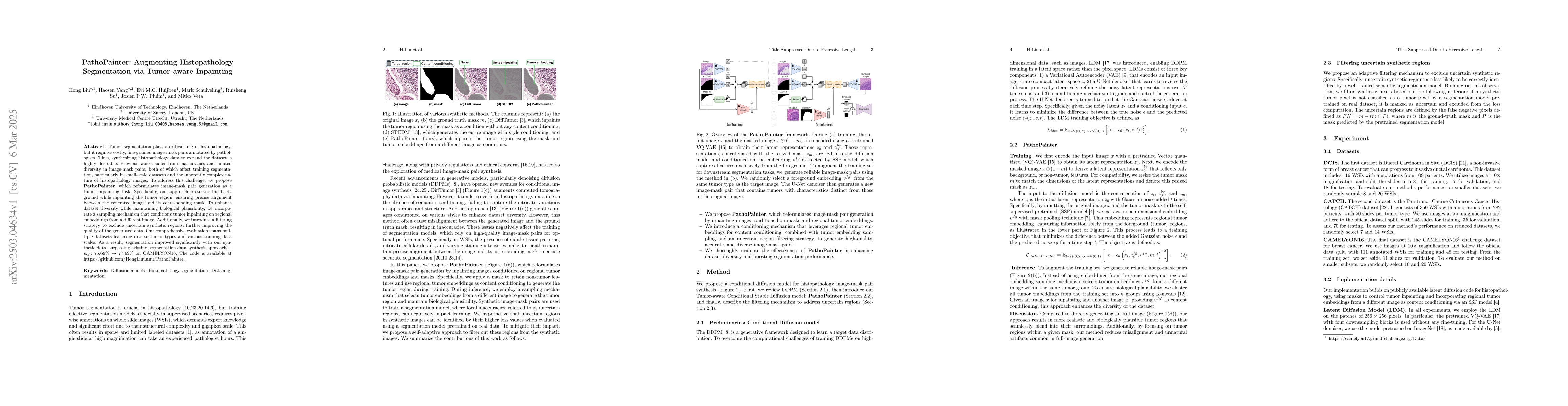 Thumbnail for PathoPainter: Augmenting Histopathology Segmentation via Tumor-aware
  Inpainting