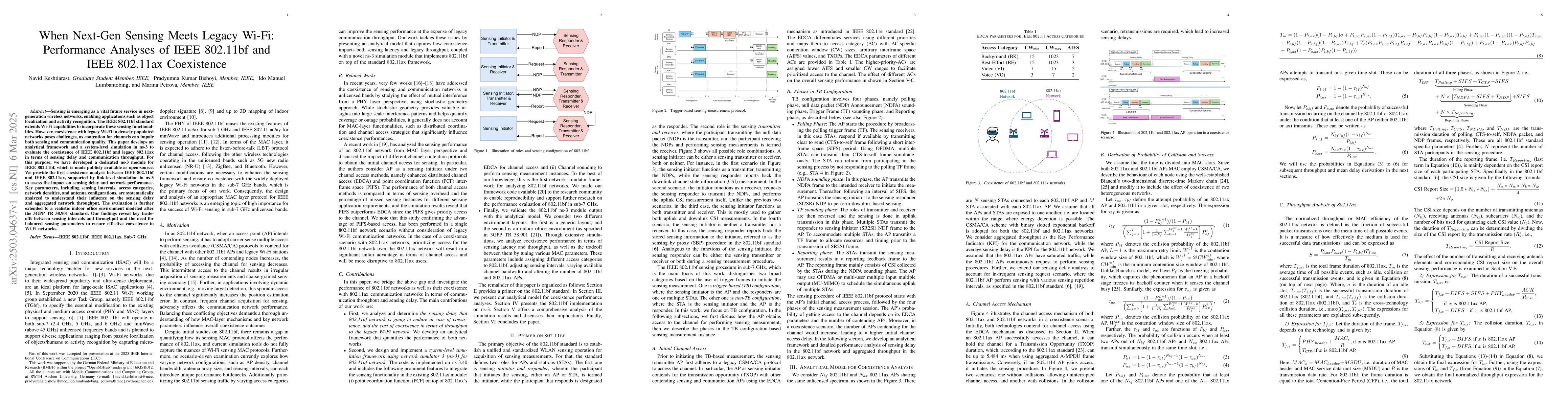 Thumbnail for When Next-Gen Sensing Meets Legacy Wi-Fi: Performance Analyses of IEEE
  802.11bf and IEEE 802.11ax Coexistence