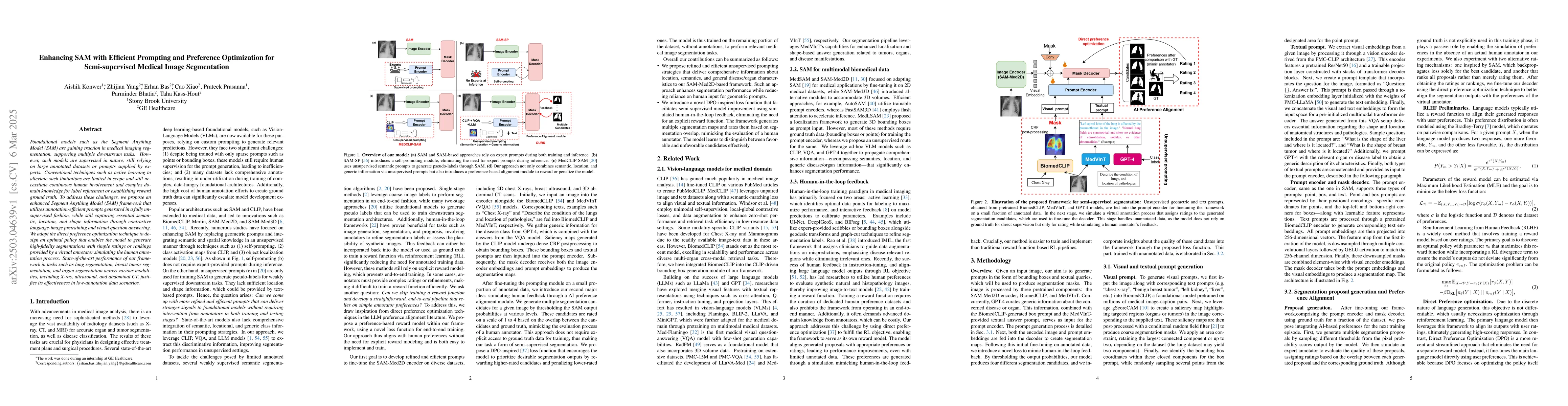 Thumbnail for Enhancing SAM with Efficient Prompting and Preference Optimization for
  Semi-supervised Medical Image Segmentation