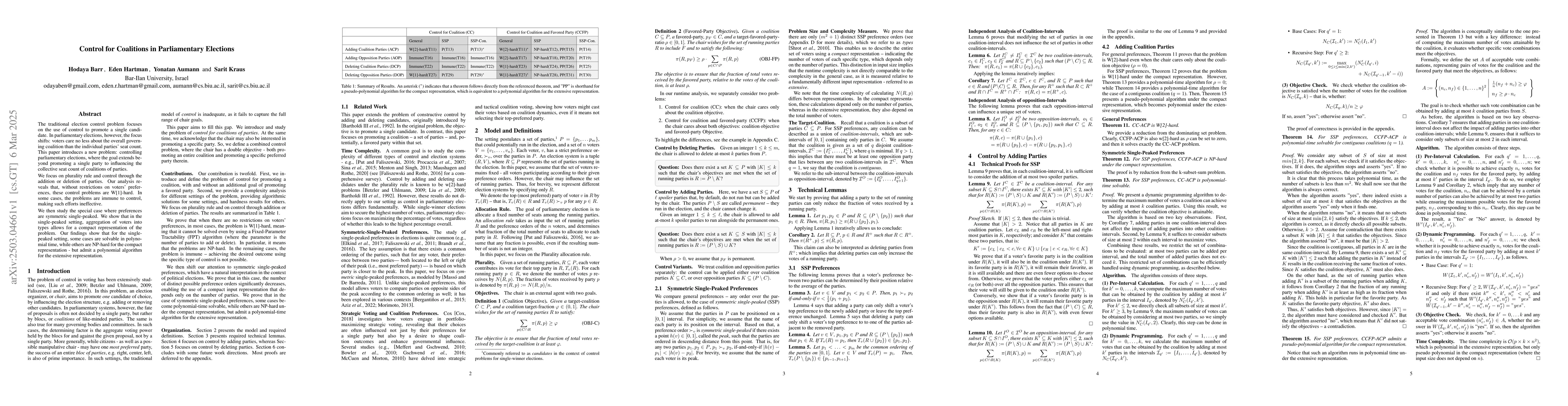 Thumbnail for Control for Coalitions in Parliamentary Elections