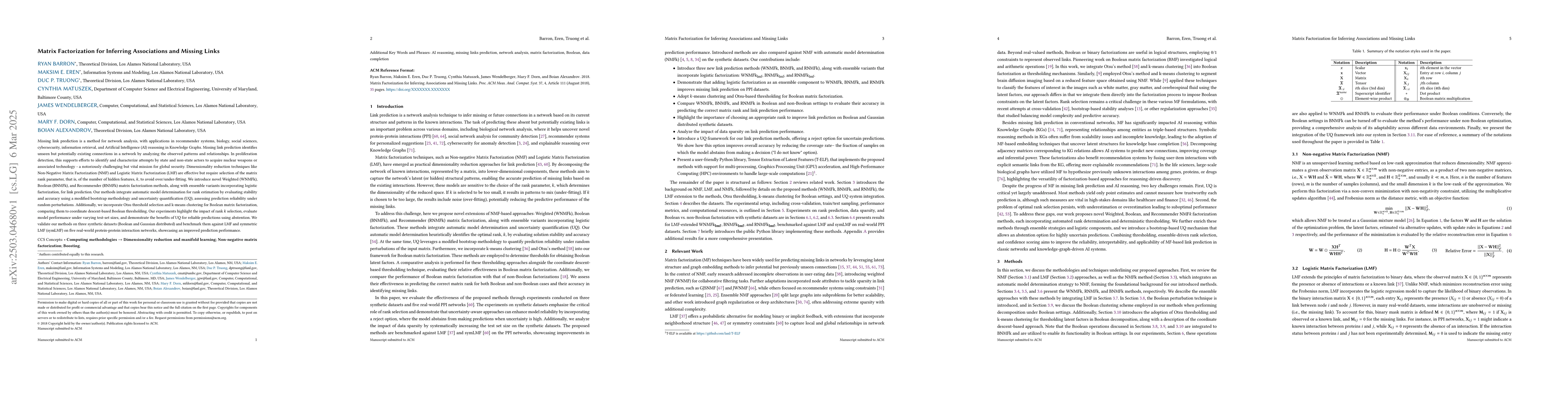 Thumbnail for Matrix Factorization for Inferring Associations and Missing Links