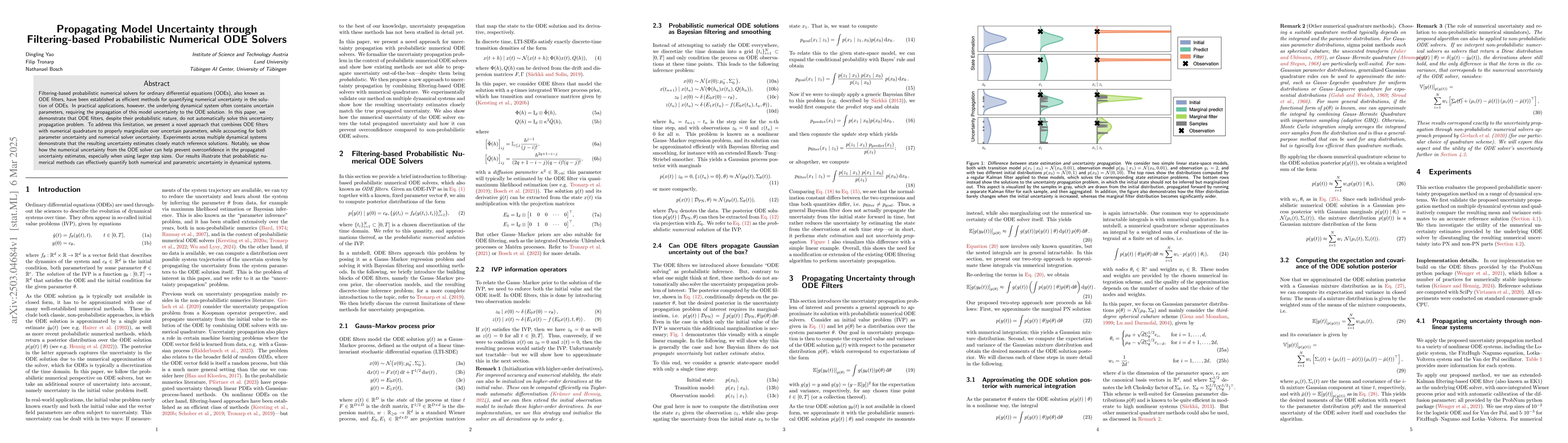 Thumbnail for Propagating Model Uncertainty through Filtering-based Probabilistic
  Numerical ODE Solvers