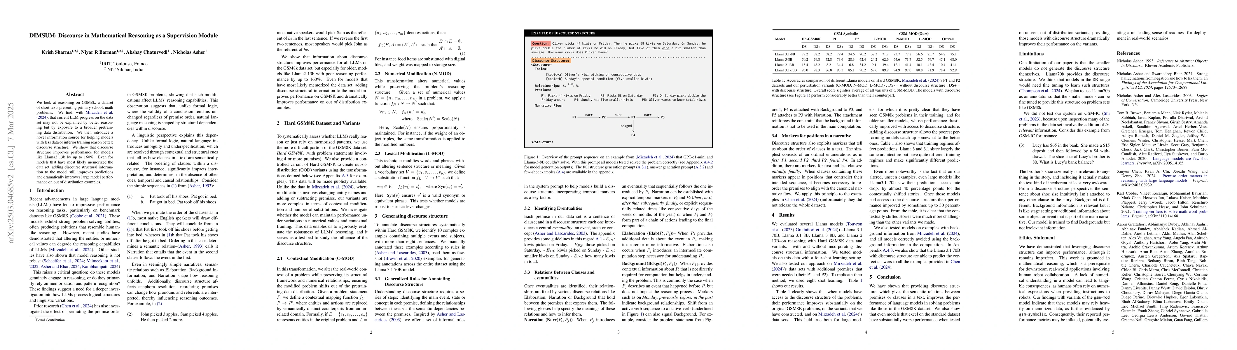 Thumbnail for DIMSUM: Discourse in Mathematical Reasoning as a Supervision Module