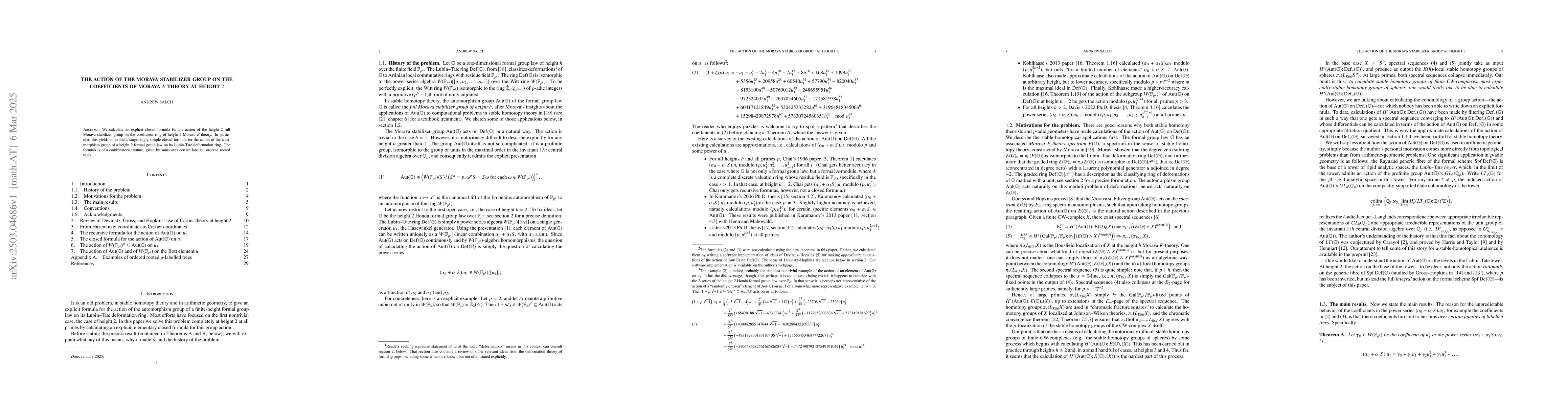 Thumbnail for The action of the Morava stabilizer group on the coefficients of Morava
  E-theory at height 2