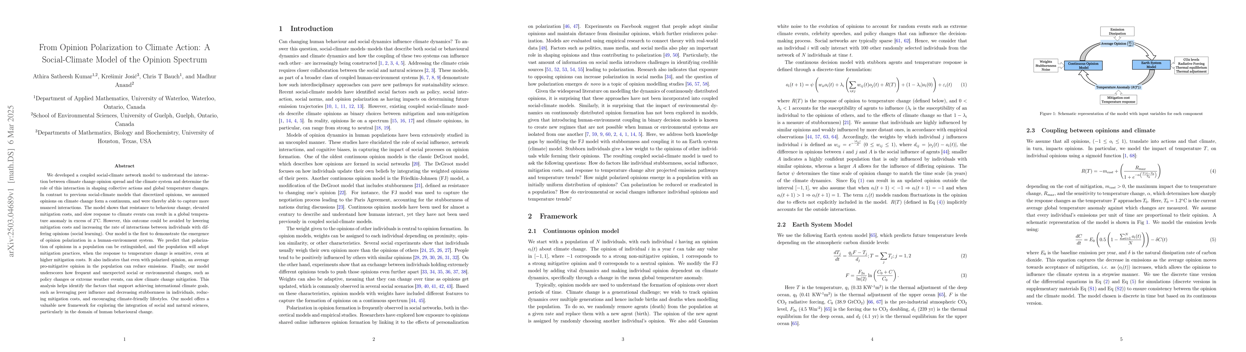 Thumbnail for From Opinion Polarization to Climate Action: A Social-Climate Model of
  the Opinion Spectrum