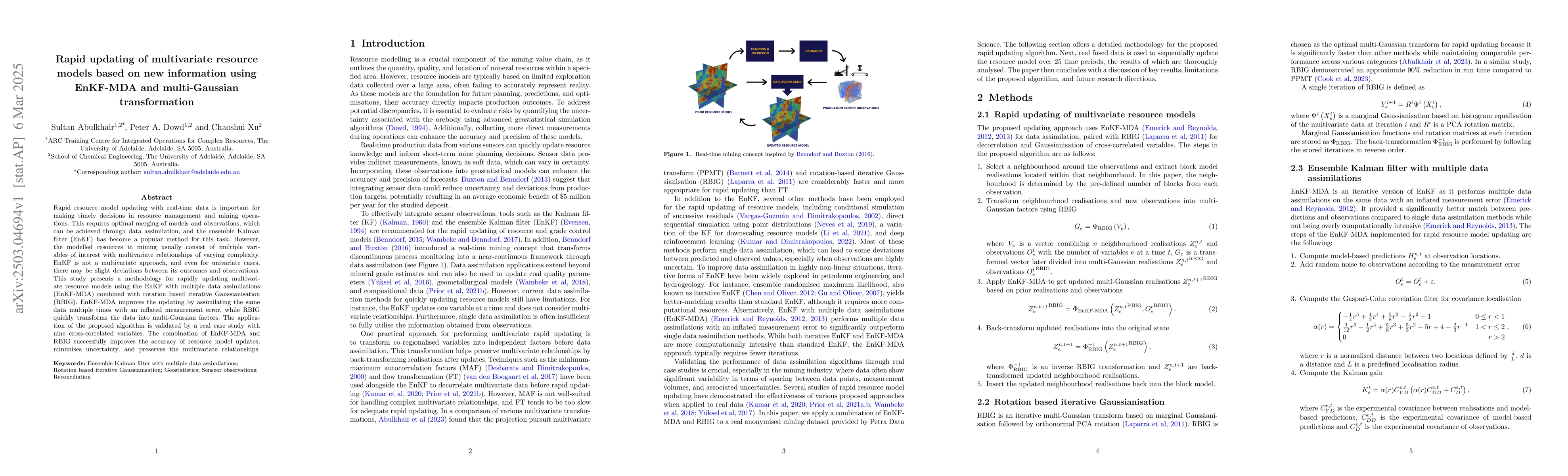 Thumbnail for Rapid updating of multivariate resource models based on new information
  using EnKF-MDA and multi-Gaussian transformation