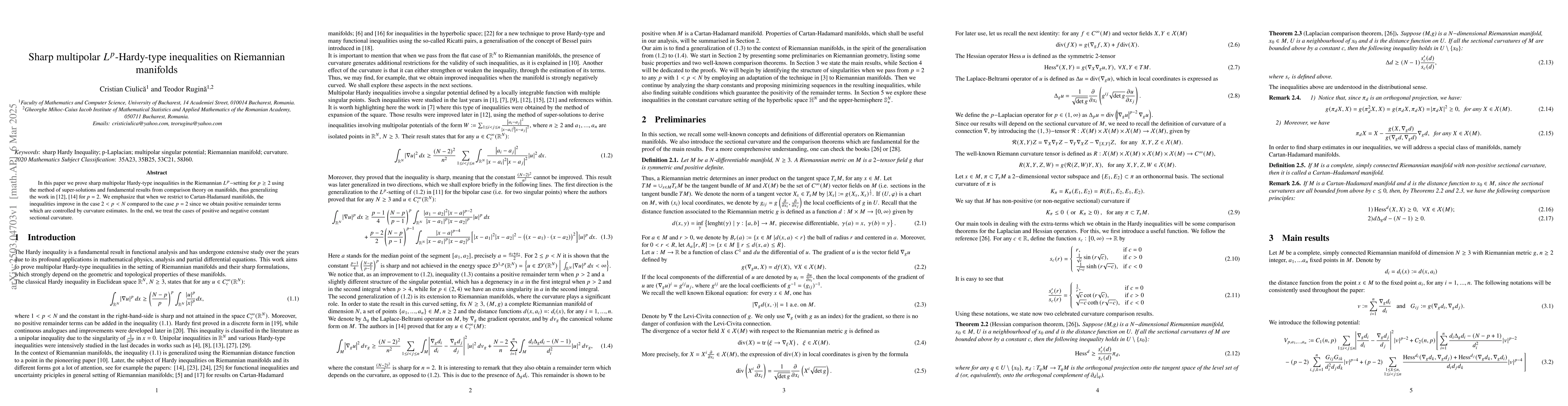 Thumbnail for Sharp multipolar $L^p$-Hardy-type inequalities on Riemannian manifolds