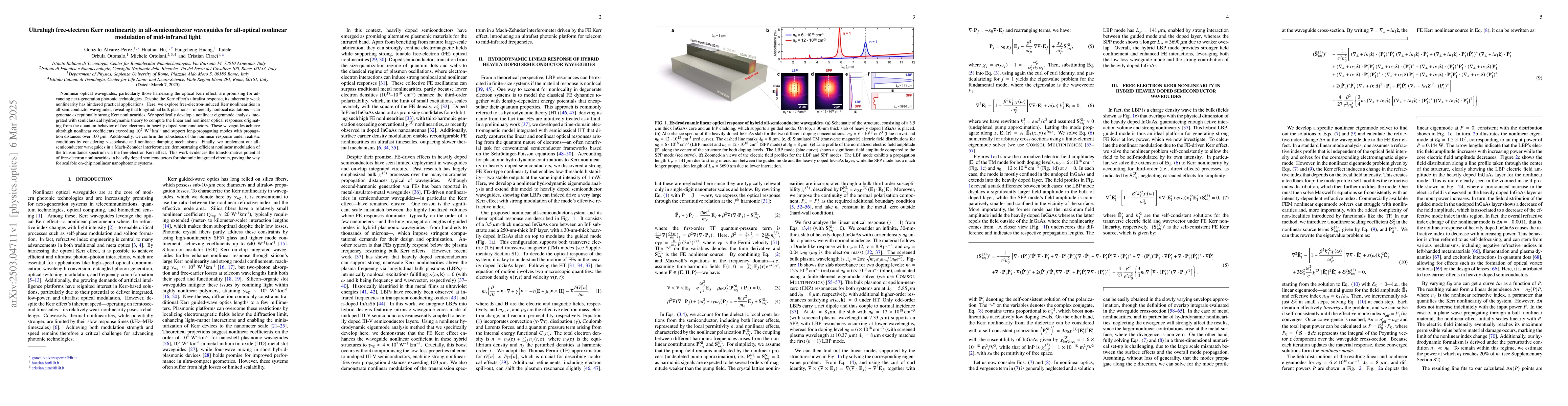 Thumbnail for Ultrahigh free-electron Kerr nonlinearity in all-semiconductor
  waveguides for all-optical nonlinear modulation of mid-infrared light