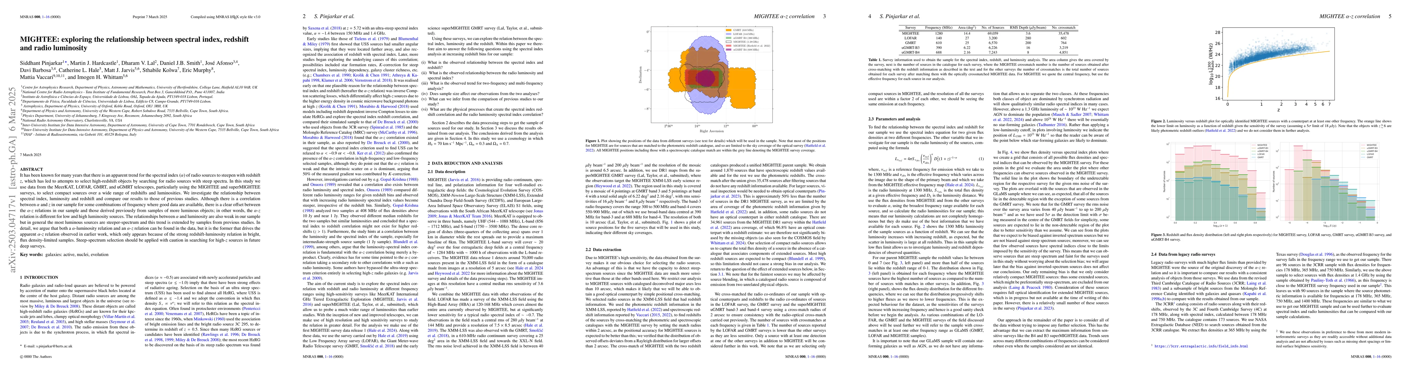 Thumbnail for MIGHTEE: exploring the relationship between spectral index, redshift and
  radio luminosity