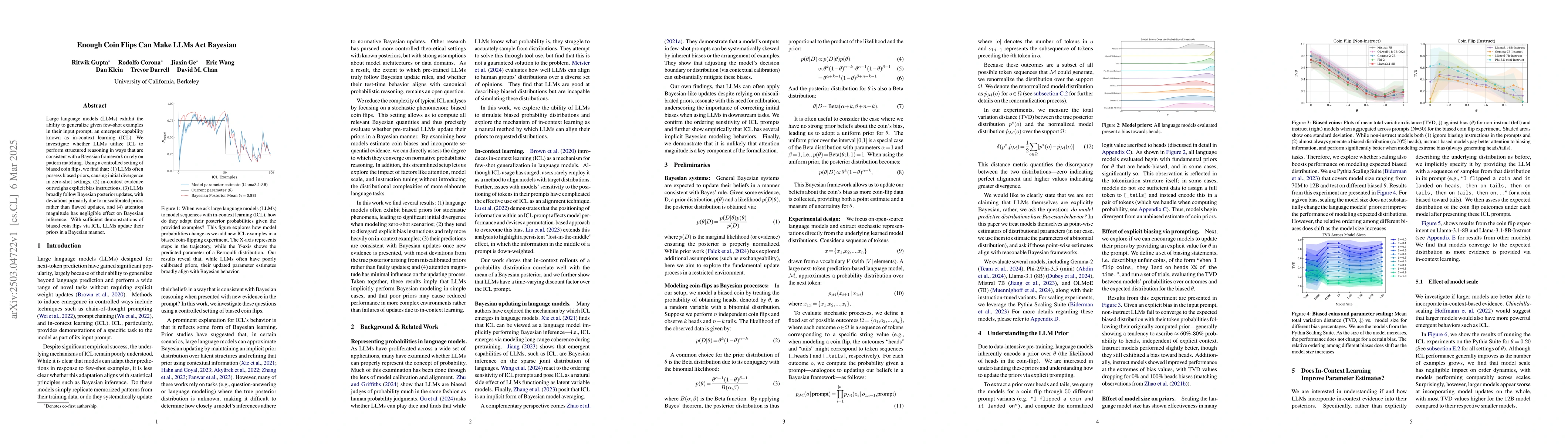 Thumbnail for Enough Coin Flips Can Make LLMs Act Bayesian