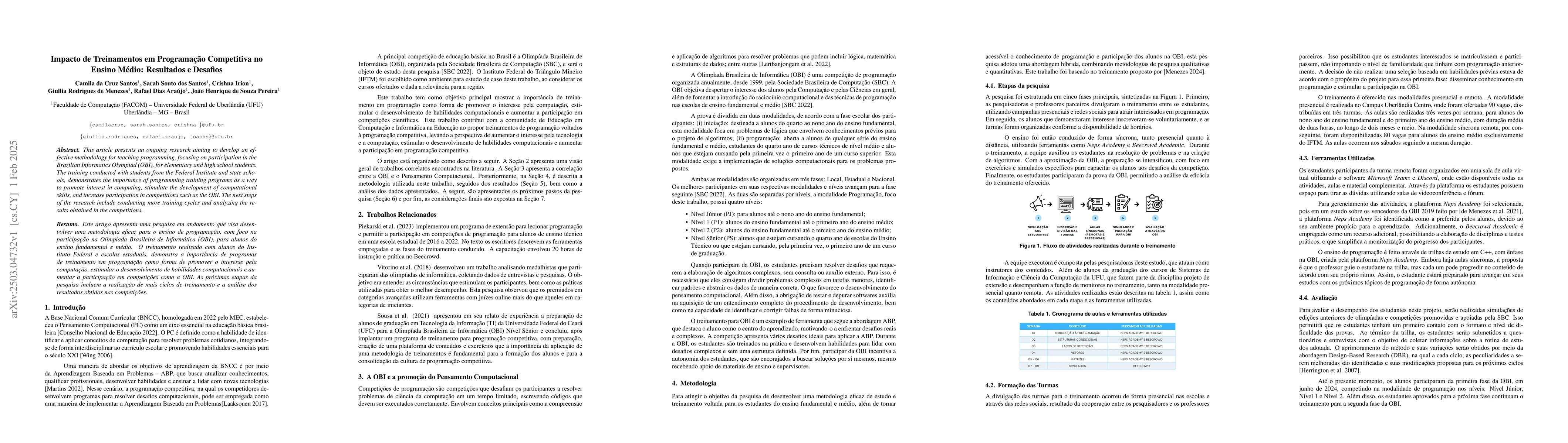 Thumbnail for Impacto de Treinamento em Programação Competitiva no Ensino
  Médio: Resultados e Desafios