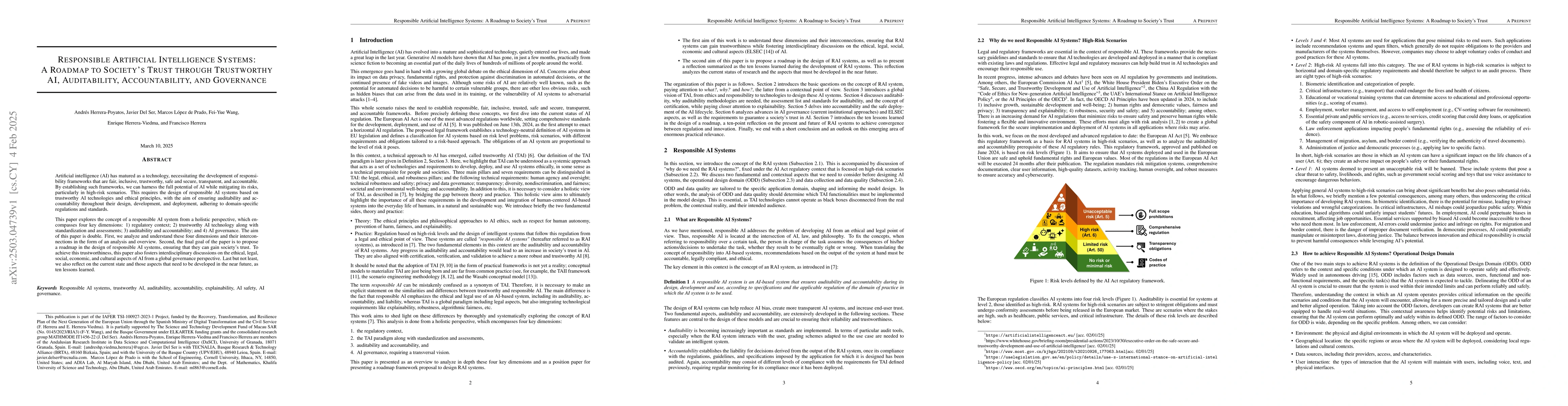 Thumbnail for Responsible Artificial Intelligence Systems: A Roadmap to Society's
  Trust through Trustworthy AI, Auditability, Accountability, and Governance