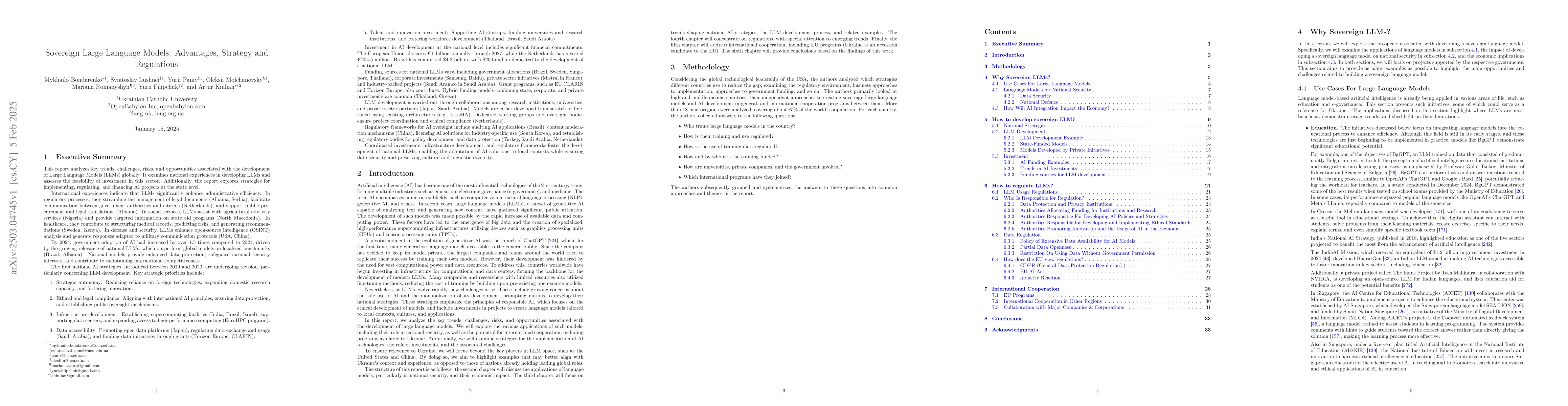 Thumbnail for Sovereign Large Language Models: Advantages, Strategy and Regulations