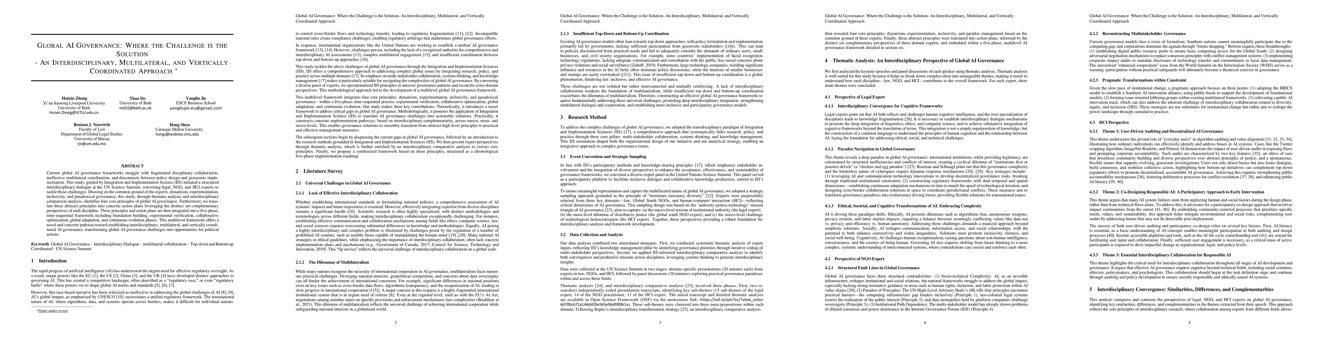 Thumbnail for Global AI Governance: Where the Challenge is the Solution- An
  Interdisciplinary, Multilateral, and Vertically Coordinated Approach