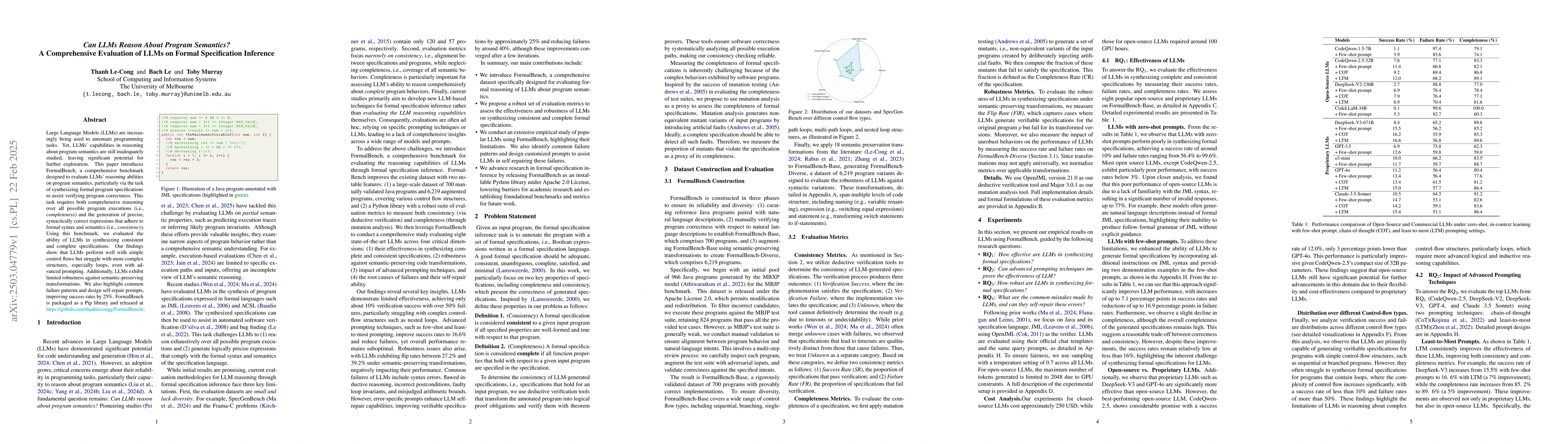 Thumbnail for Can LLMs Reason About Program Semantics? A Comprehensive Evaluation of
  LLMs on Formal Specification Inference