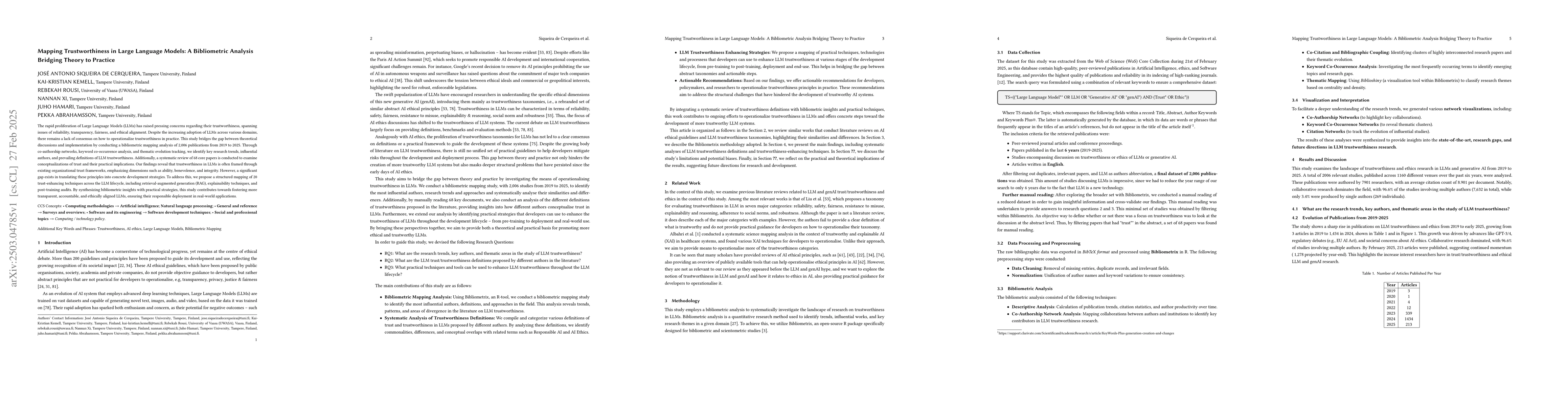 Thumbnail for Mapping Trustworthiness in Large Language Models: A Bibliometric
  Analysis Bridging Theory to Practice