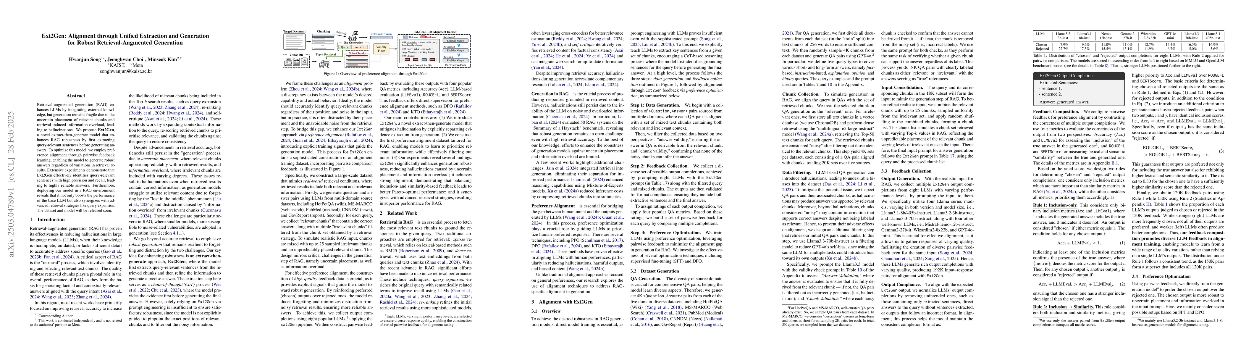 Thumbnail for Ext2Gen: Alignment through Unified Extraction and Generation for Robust
  Retrieval-Augmented Generation