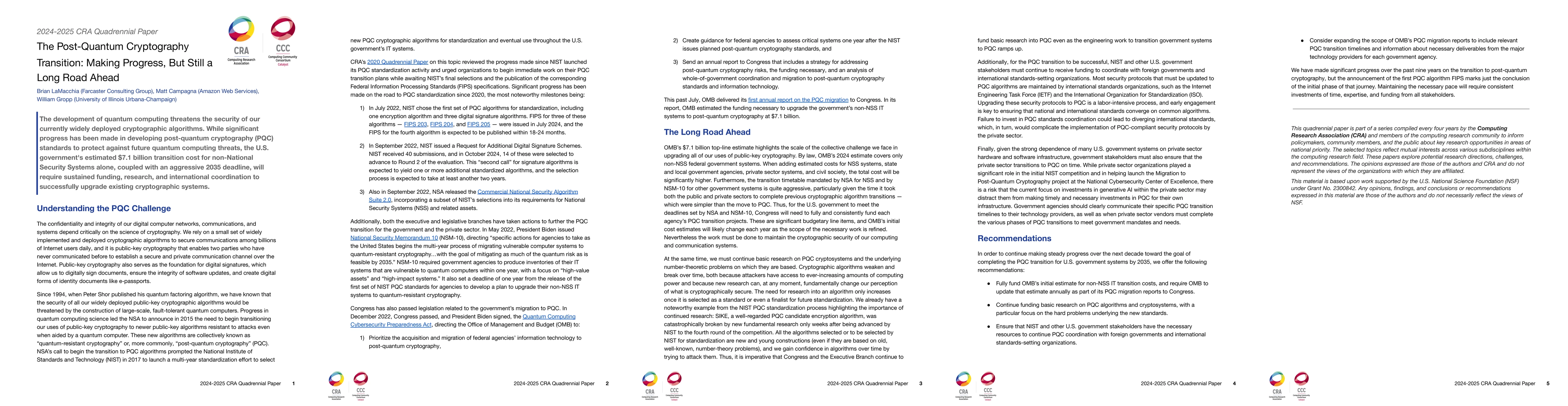 Thumbnail for The Post-Quantum Cryptography Transition: Making Progress, But Still a
  Long Road Ahead