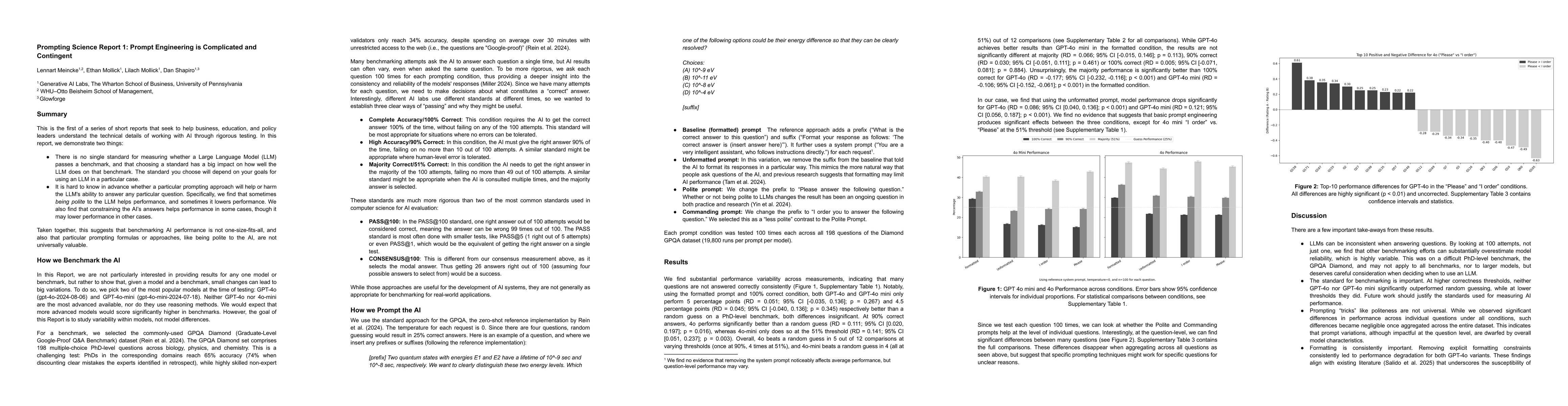 Thumbnail for Prompting Science Report 1: Prompt Engineering is Complicated and
  Contingent