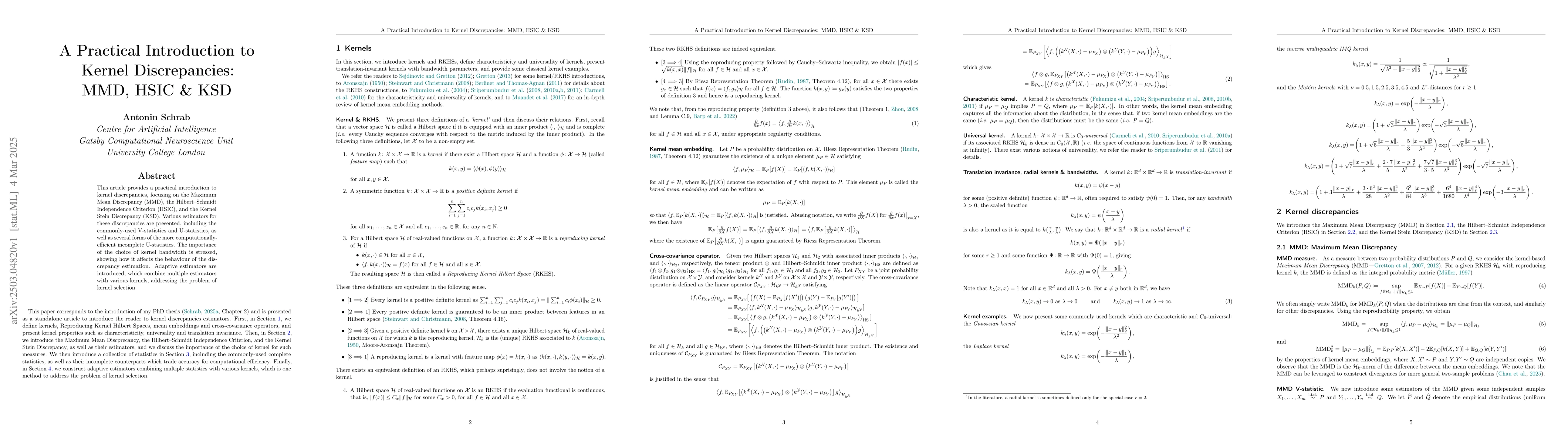 Thumbnail for A Practical Introduction to Kernel Discrepancies: MMD, HSIC & KSD
