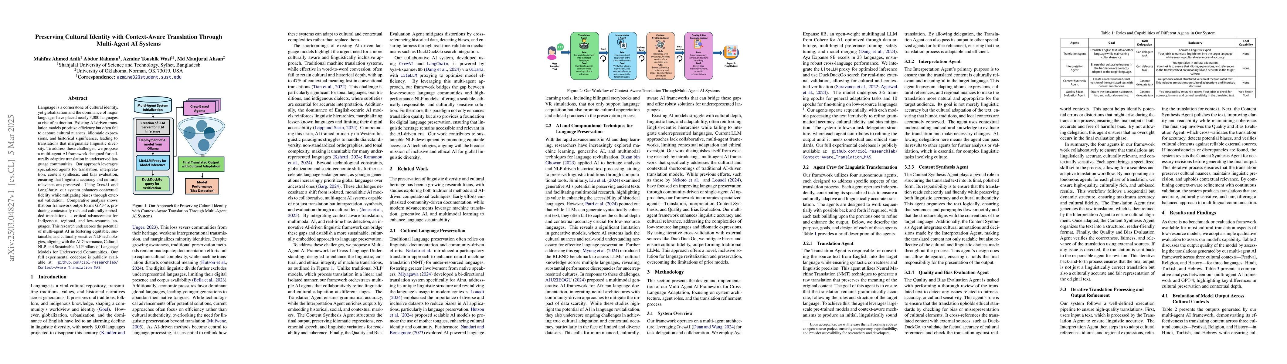 Thumbnail for Preserving Cultural Identity with Context-Aware Translation Through
  Multi-Agent AI Systems