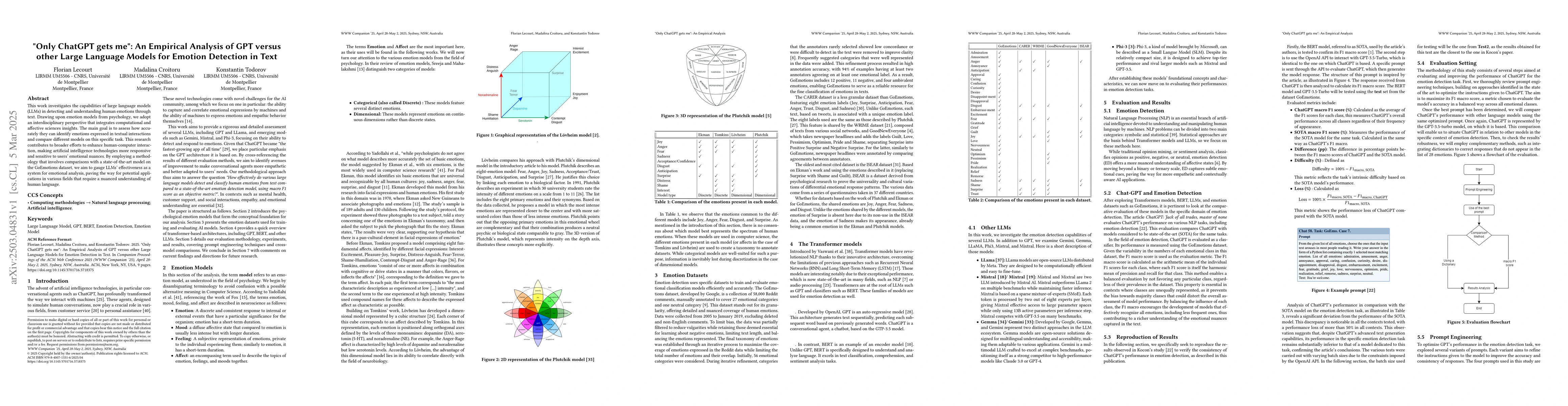 Thumbnail for "Only ChatGPT gets me": An Empirical Analysis of GPT versus other Large
  Language Models for Emotion Detection in Text