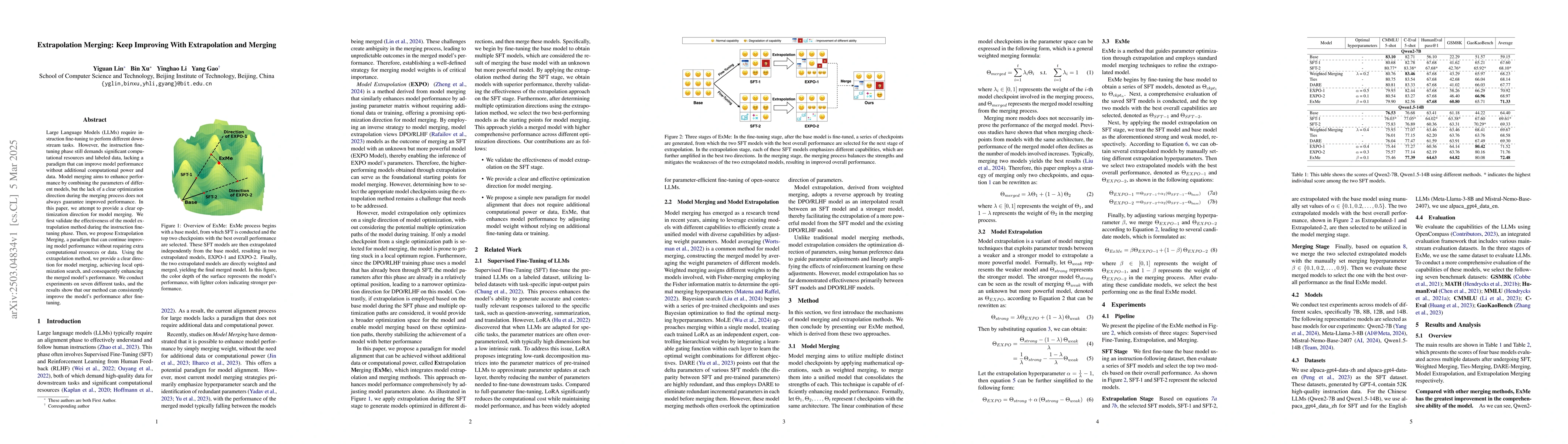 Thumbnail for Extrapolation Merging: Keep Improving With Extrapolation and Merging