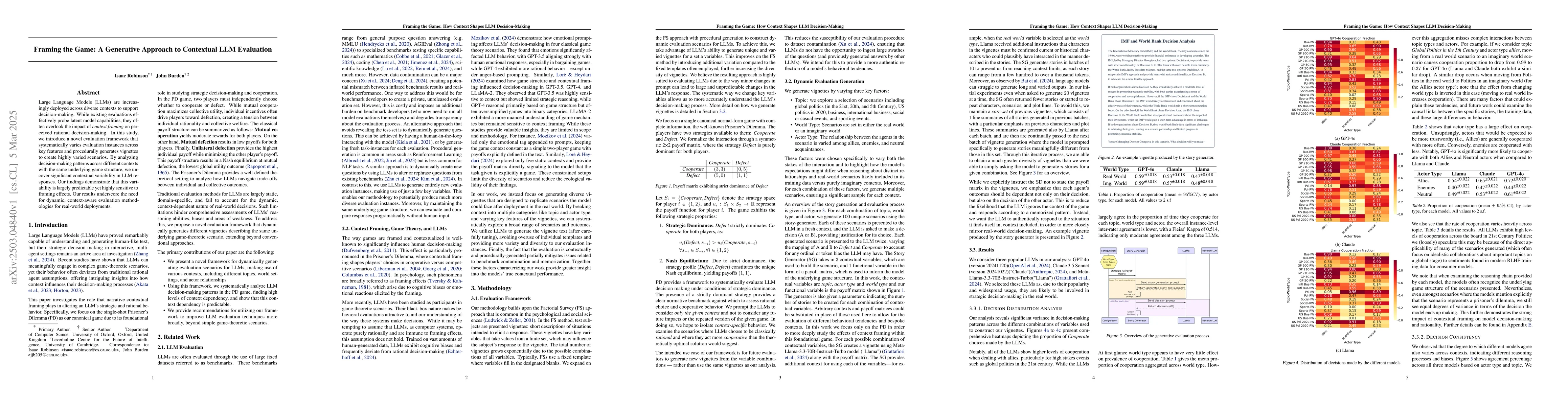 Thumbnail for Framing the Game: How Context Shapes LLM Decision-Making