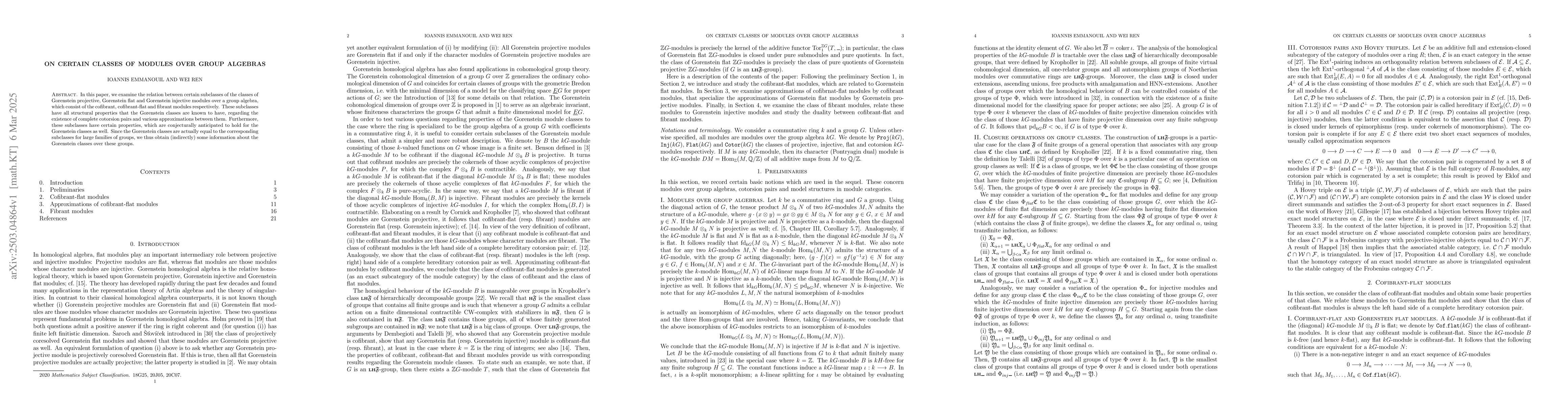 Thumbnail for On certain classes of modules over group algebras