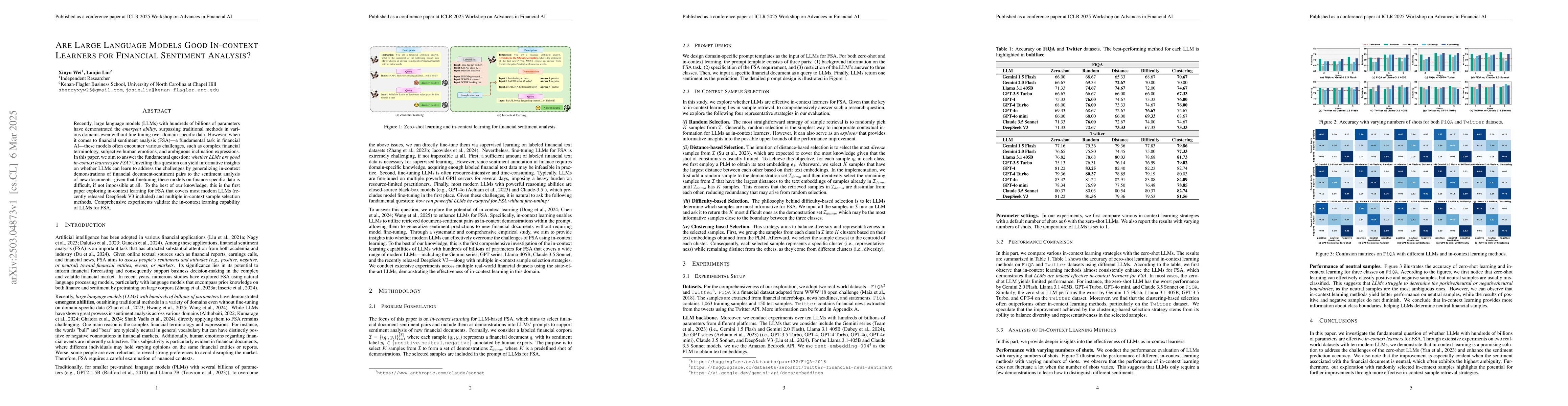 Thumbnail for Are Large Language Models Good In-context Learners for Financial
  Sentiment Analysis?