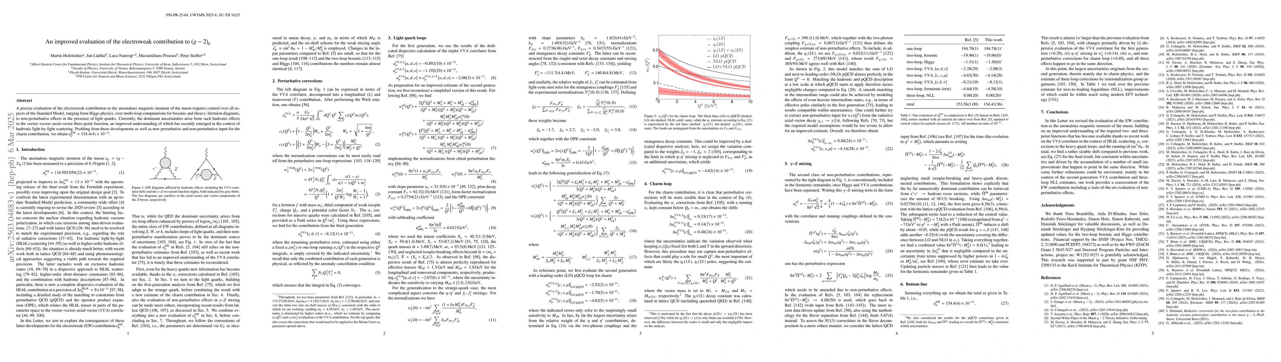 Thumbnail for An improved evaluation of the electroweak contribution to $(g-2)_μ$