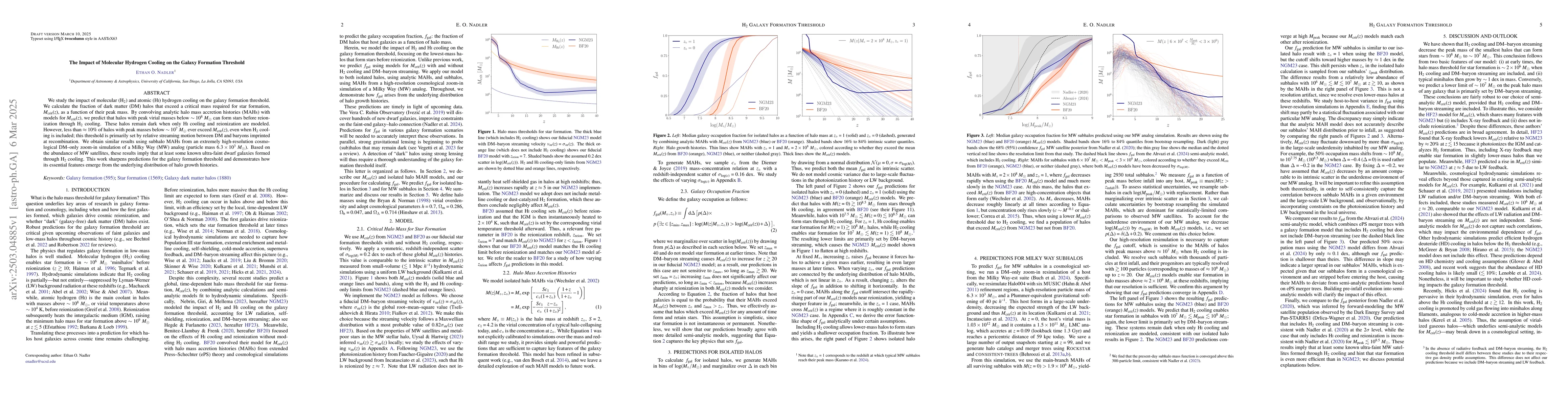 Thumbnail for The Impact of Molecular Hydrogen Cooling on the Galaxy Formation
  Threshold