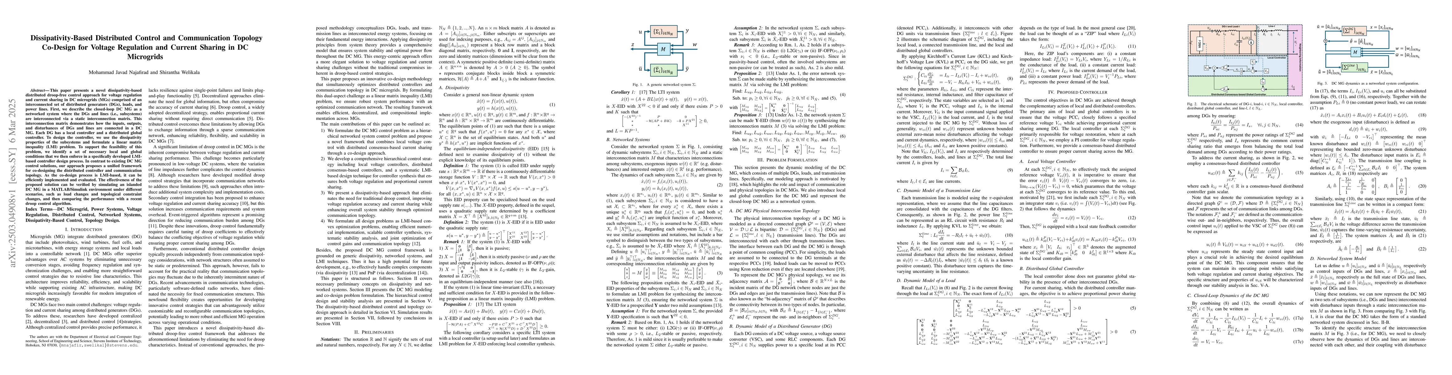 Thumbnail for Dissipativity-Based Distributed Control and Communication Topology
  Co-Design for Voltage Regulation and Current Sharing in DC Microgrids
