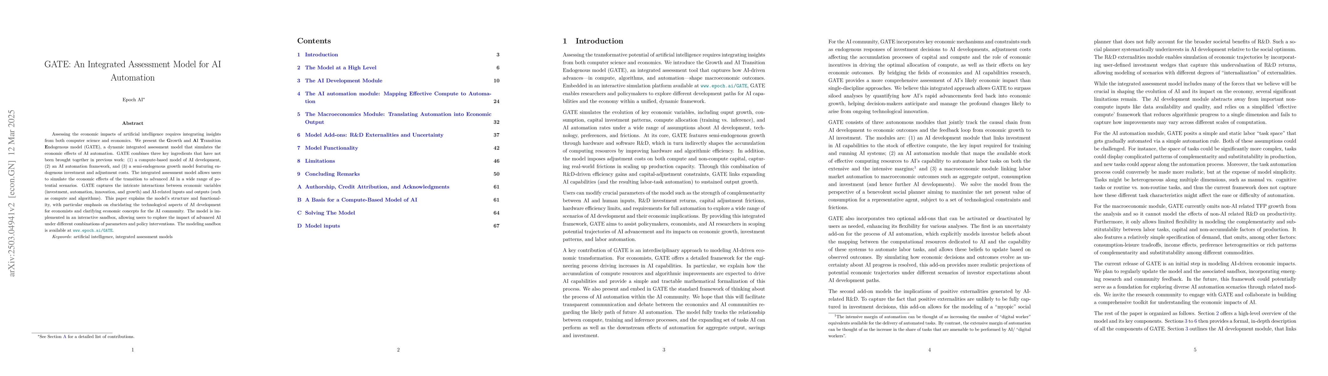 Thumbnail for GATE: An Integrated Assessment Model for AI Automation