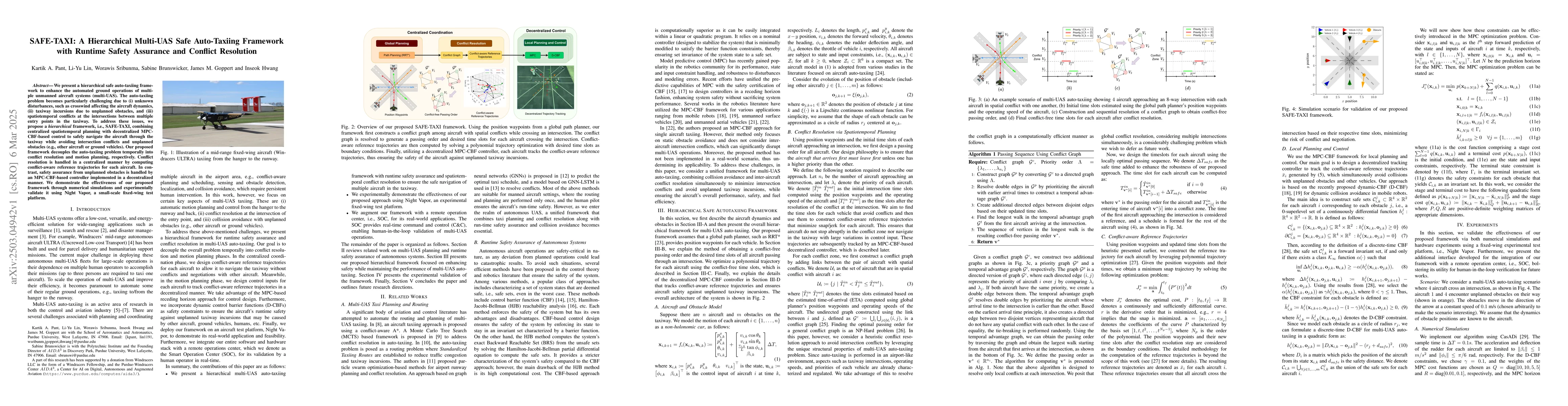 Thumbnail for SAFE-TAXI: A Hierarchical Multi-UAS Safe Auto-Taxiing Framework with
  Runtime Safety Assurance and Conflict Resolution