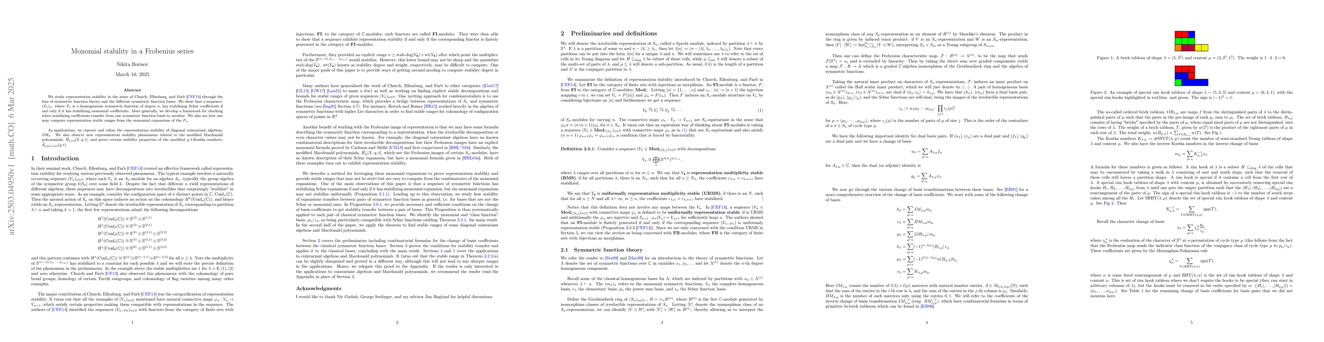Thumbnail for Monomial stability of Frobenius images