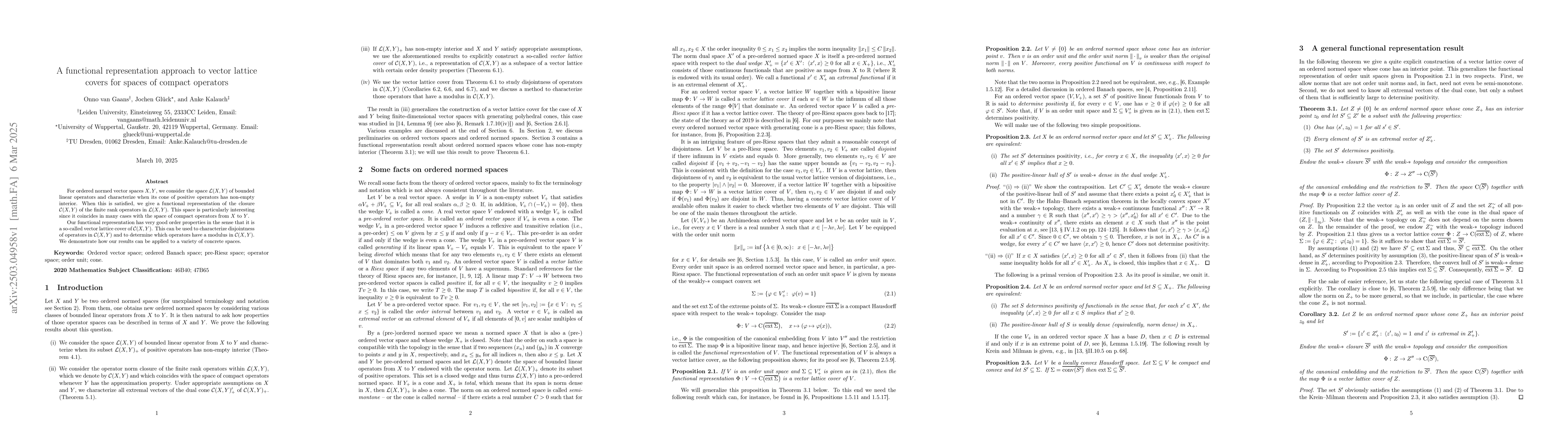 Thumbnail for A functional representation approach to vector lattice covers for spaces
  of compact operators
