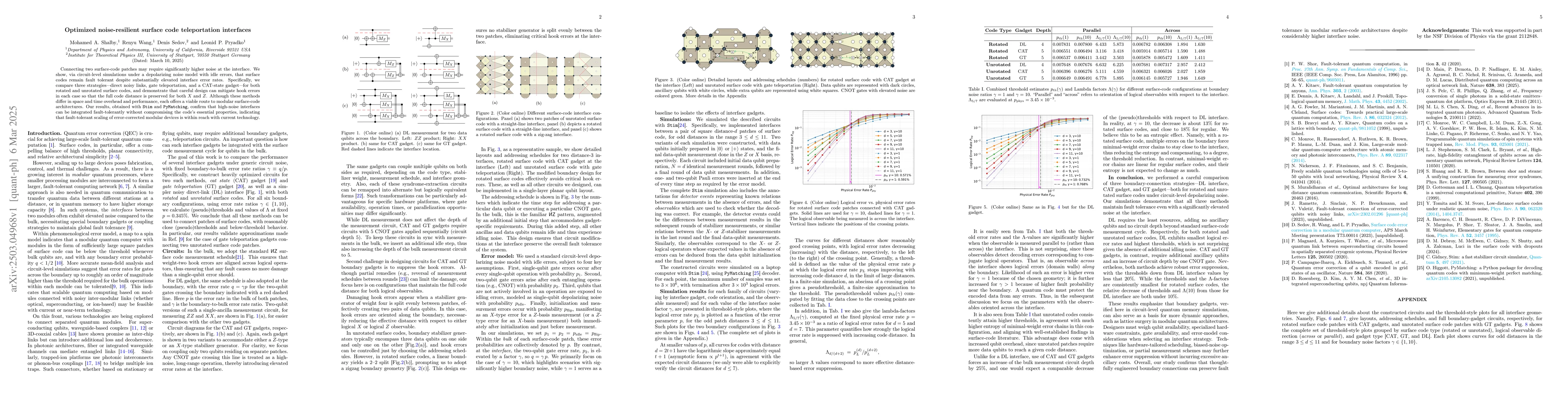 Thumbnail for Optimized noise-resilient surface code teleportation interfaces