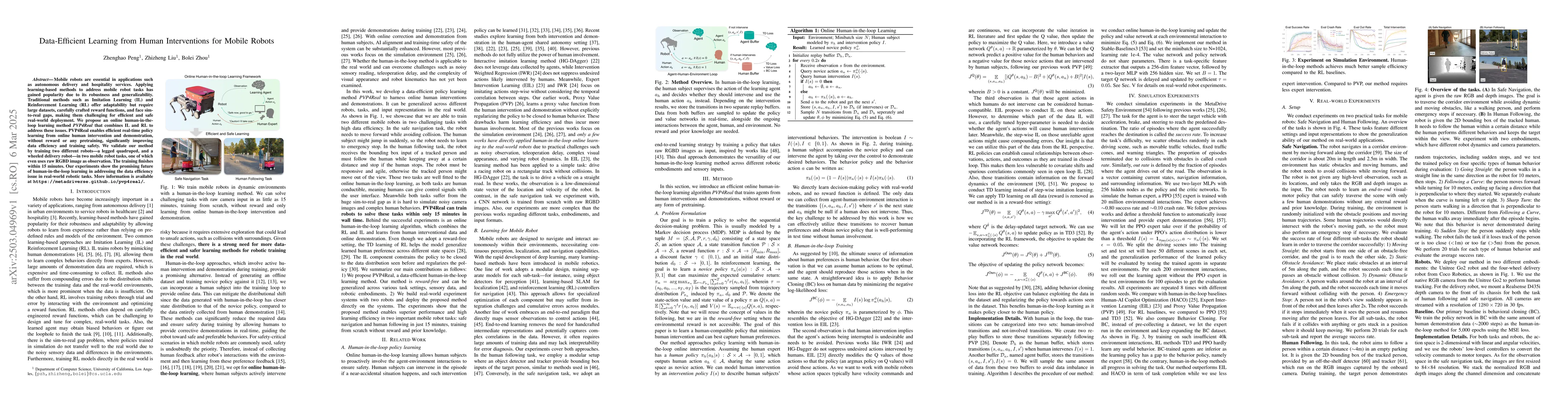 Thumbnail for Data-Efficient Learning from Human Interventions for Mobile Robots