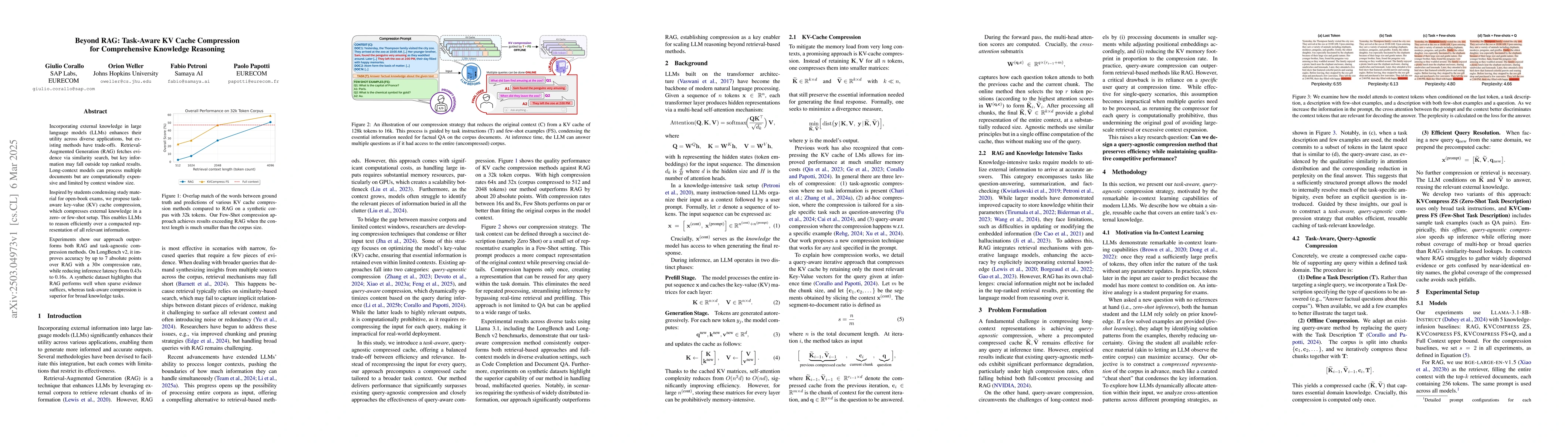 Thumbnail for Beyond RAG: Task-Aware KV Cache Compression for Comprehensive Knowledge
  Reasoning
