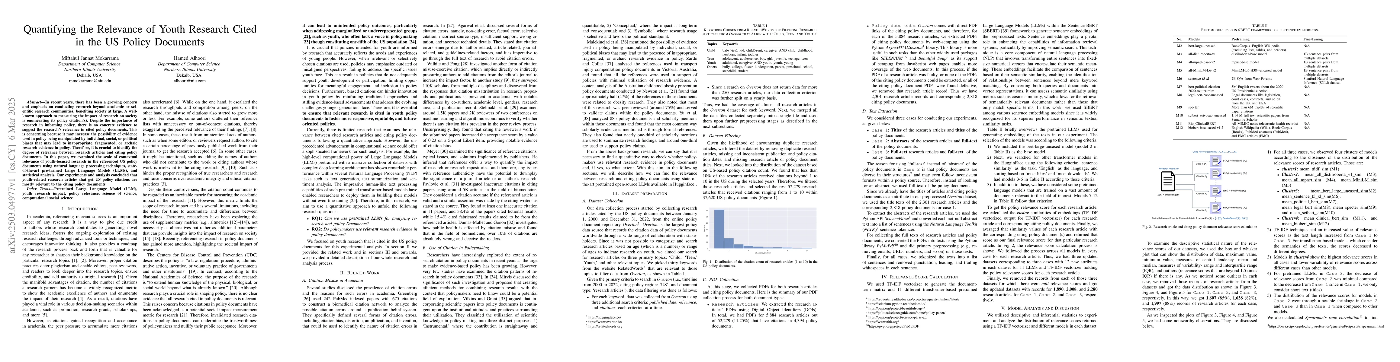 Thumbnail for Quantifying the Relevance of Youth Research Cited in the US Policy
  Documents