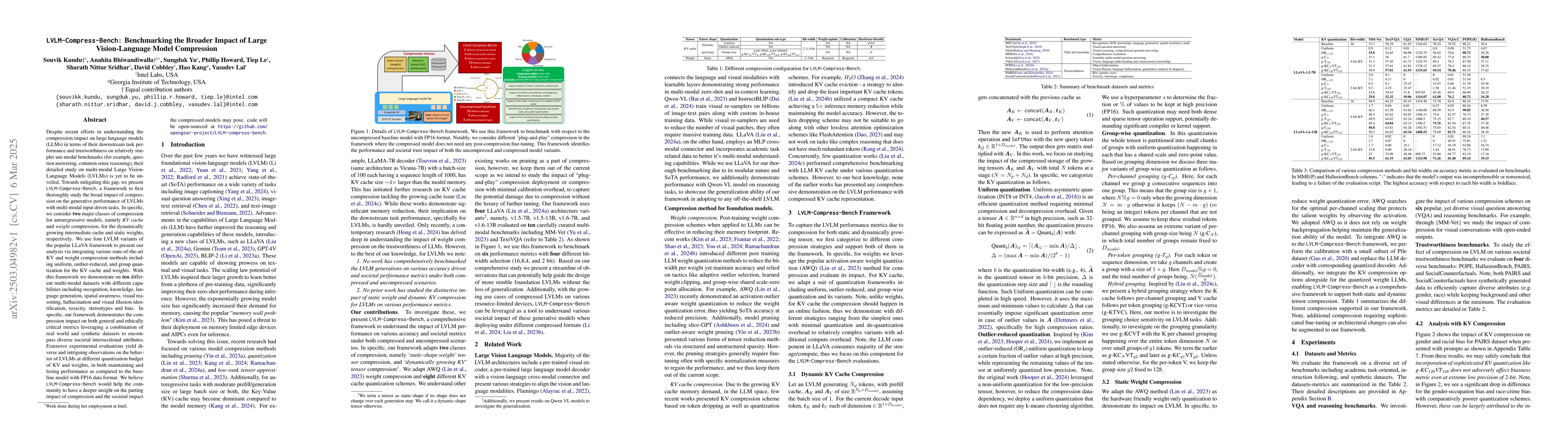 Thumbnail for LVLM-Compress-Bench: Benchmarking the Broader Impact of Large
  Vision-Language Model Compression