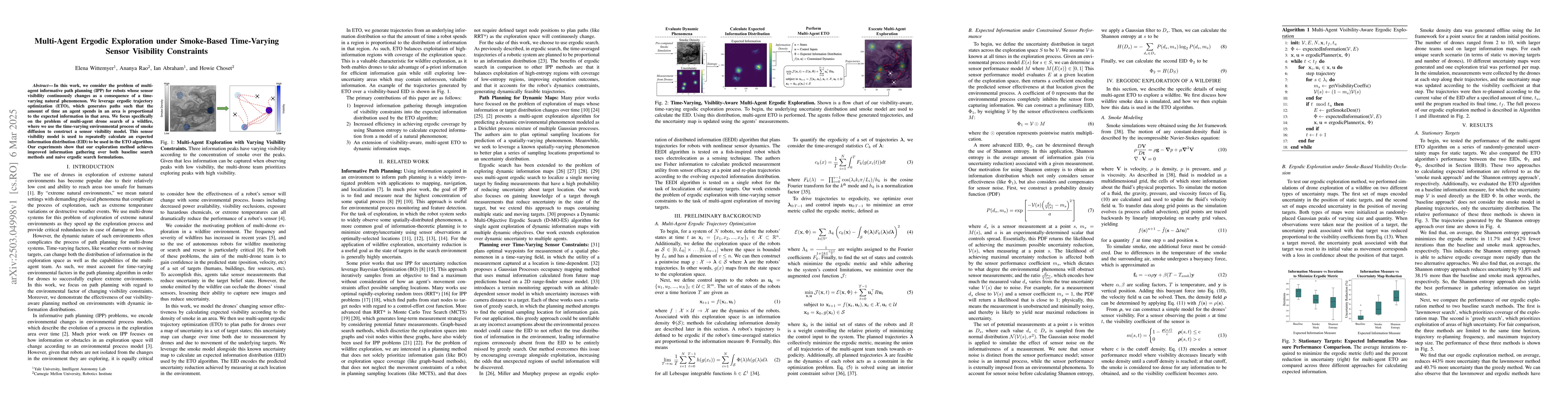 Thumbnail for Multi-Agent Ergodic Exploration under Smoke-Based, Time-Varying Sensor
  Visibility Constraints