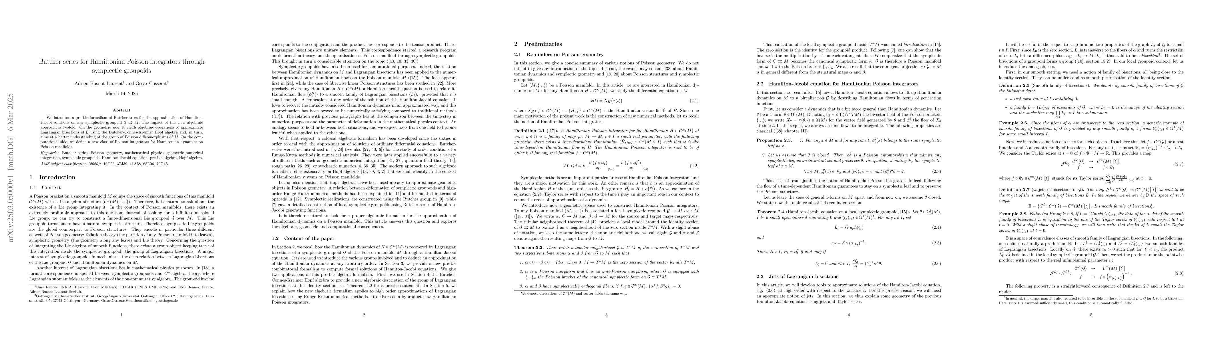 Thumbnail for Butcher series for Hamiltonian Poisson integrators through symplectic
  groupoids