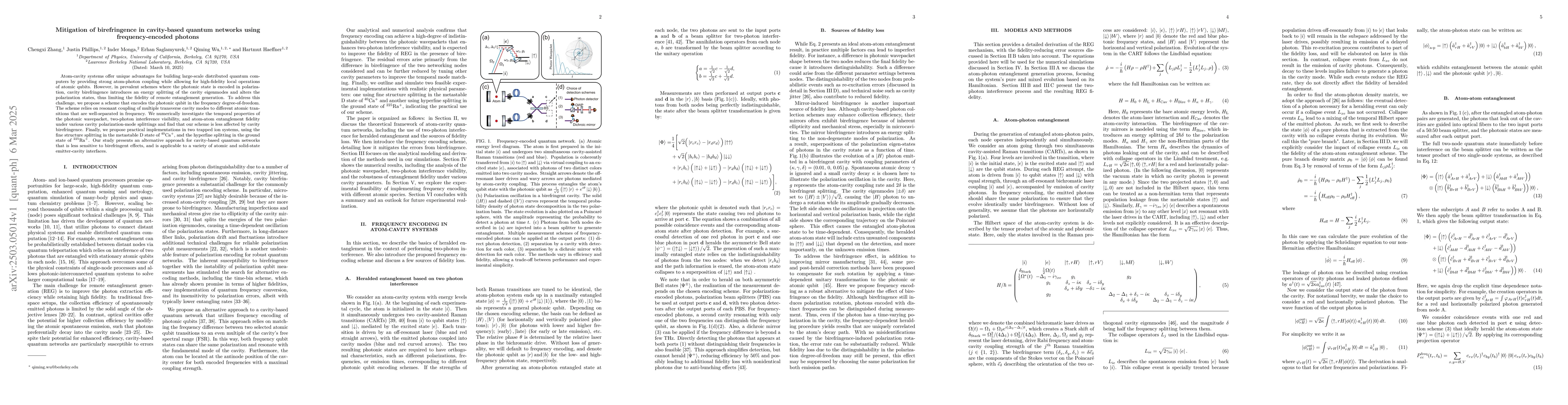 Thumbnail for Mitigation of birefringence in cavity-based quantum networks using
  frequency-encoded photons