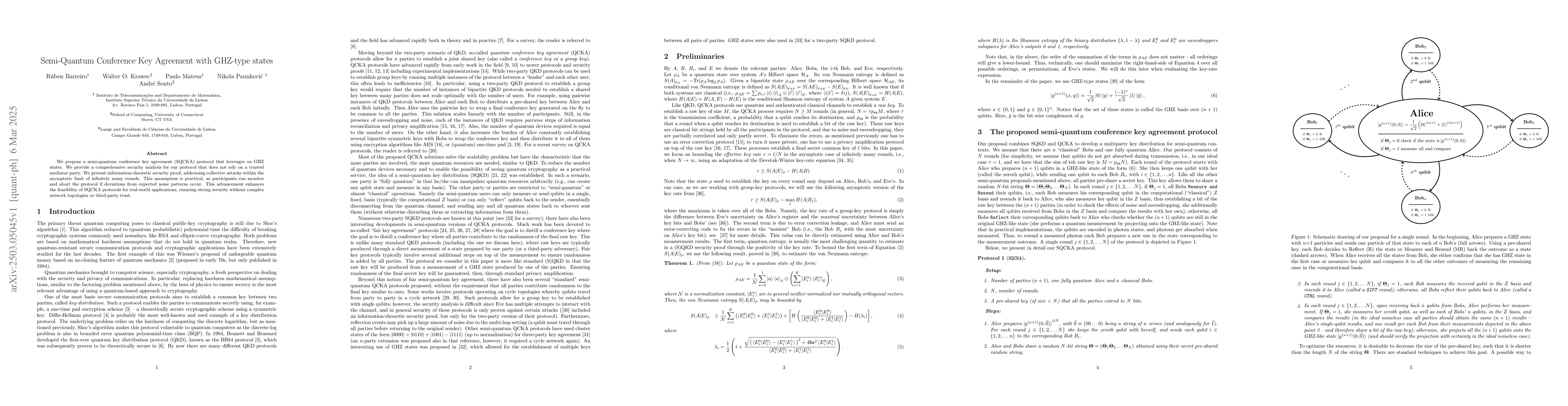 Thumbnail for Semi-Quantum Conference Key Agreement with GHZ-type states